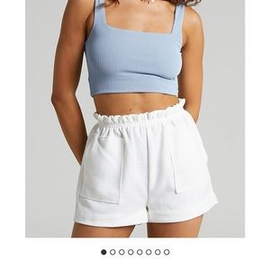 Moura Paper Bag Elasticated Tweed Shorts in Cream